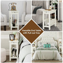 2-Tier End Table with Pull-out Tray and Solid Rubber Wood Legs by LJGDeals