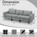 3-Seat Sectional Sofa Couch with Armrest Magazine Pocket and Metal Leg by LJGDeals
