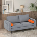 Modern Loveseat Sofa with 2 Bolsters and Side Storage Pocket-Gray by LJGDeals