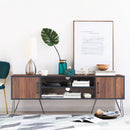Retro Modern TV Stand with 6 Metal Legs for TVs up to 65 Inch with 2 Cable Holes by LJGDeals