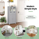 3 Tier Freee-Standing Bathroom Cabinet with 2 Drawers and Glass Doors by LJGDeals