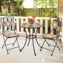 3 Pieces Patio Bistro Set with 1 Round Mosaic Table and 2 Folding Chairs by LJGDeals