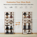 7-Tier Dual Shoe Rack Free Standing Shelves Storage Shelves Concise-Black by LJGDeals