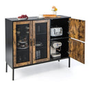 48 Inch Industrial Kitchen Buffet Sideboard with Metal Mesh Doors and Anti-toppling Device-Brown by LJGDeals