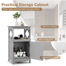 Bathroom Floor Cabinet Side Storage Organizer with Open Shelf and Single Door-Gray by LJGDeals