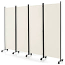 4-Panel Folding Room Divider 6 Feet Rolling Privacy Screen with Lockable Wheels by LJGDeals