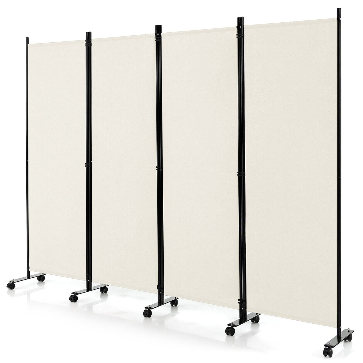 4-Panel Folding Room Divider 6 Feet Rolling Privacy Screen with Lockable Wheels, photo 11 of 11