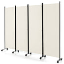 4-Panel Folding Room Divider 6 Feet Rolling Privacy Screen with Lockable Wheels-Gray by DirectDeals