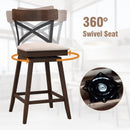 Set of 2 Wooden Swivel Bar Stools with Cushioned Seat and Open X Back by LJGDeals