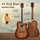 41 Inch Full Size Cutaway Acoustic Guitar Set for Beginner by LJGDeals