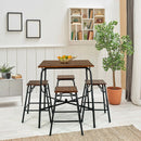 5 Pieces Bar Table Set with 4 Counter Height Backless Stools-Rustic Brown by LJGDeals