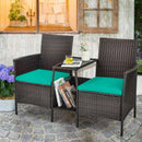 Patio Rattan Wicker Conversation Set Sofa Cushioned Loveseat Glass Table by LJGDeals