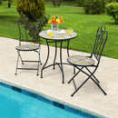 2-Pieces Mosaic Folding Bistro Chairs with Ceramic Tiles Seat by LJGDeals