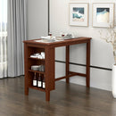 Counter Height Bar Table with 3-Tier Storage Shelves for Home Restaurant by DirectDeals