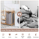 Bamboo Laundry Hamper Stand with Removable Sliding Bag and 3-Tier Open Shelves by LJGDeals