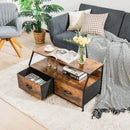 Dresser TV Stand with 2 Folding Fabric Drawers and Open Shelves-Rustic Brown by LJGDeals