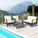 4 Pieces Outdoor Rattan Conversation Set with Protective Cover by LJGDeals