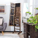 Free-Standing Jewelry Cabinet with Full-Length Mirror and Lockable Door
