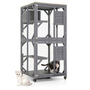 Outdoor Cat House Enclosures on Wheels Kitten Cages with Resting Box-Gray by LJGDeals