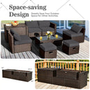 8 Pieces Patio Space-Saving Rattan Furniture Set with Storage Box and Waterproof Cover-Gray by LJGDeals