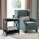 2-Tier Side Table with X-shape Design and 4 Solid Legs by LJGDeals