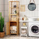4 Tiers Slim Bamboo Floor Storage Cabinet with Shutter Door and Anti-Toppling Device-Natural by LJGDeals