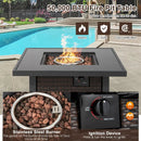 32 Inch Square Propane Fire Pit Table with Lava Rocks Cover by DirectDeals