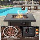 32 Inch Square Propane Fire Pit Table with Lava Rocks Cover by LJGDeals