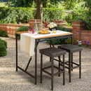 2 Pieces Patio Rattan Wicker Bar Stool Chairs-Brown by LJGDeals