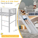 Twin Metal Loft Bed with Slide Safety Guardrails and Built-in Ladder by LJGDeals