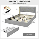 Full/Queen Size Upholstered Bed Frame with 4 Drawers-Silver-Full Size