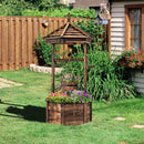 Rustic Wooden Wishing Well with Adjustable Hanging Bucket-Brown by LJGDeals