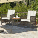 3 Pieces Patio Rattan Furniture Set with Cushioned Sofas and Wood Table Top-White by LJGDeals