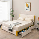 Full Size/Queen Size Upholstered Bed Frame with Adjustable Headboard and 4 Drawers by LJGDeals