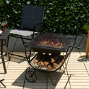 Outdoor Wood Burning Fire Pit with Log Storage Rack and Wheels by LJGDeals