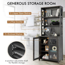 Tall Freestanding Bar Cabinet Buffet with Glass Holder and Adjustable Shelf-Gray by DirectDeals