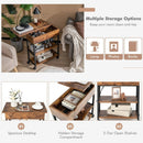 Lift Top End Table with Charging Station and Universal Wheels-Rustic Brown by LJGDeals