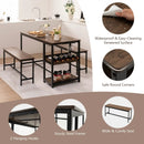 3 Pieces Dining Table Set for 4 with Wine Rack-Brown by LJGDeals