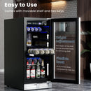 15 Inch 100 Can Built-in Freestanding Beverage Cooler Refrigerator with Adjustable Temperature and Shelf-Silver by LJGDeals