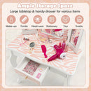2-in-1 Kids Vanity Table Set with Tri-folding Mirror-Pink by LJGDeals