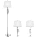 3 Piece Lamp with Set Modern Floor Lamp and 2 Table Lamps-Silver by LJGDeals