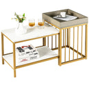 2 Pieces Nesting Coffee Table Set for Living Room-White by LJGDeals