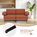 Modern Fabric Loveseat Sofa for with Metal Legs and Armrest Pillows by LJGDeals