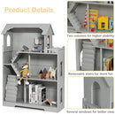 Kids Wooden Dollhouse Bookshelf with Anti-Tip Design and Storage Space by LJGDeals