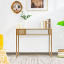 Faux Marble Console Table with Wire Baske for Hallway and Living Room-White by LJGDeals