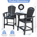 2 Pieces HDPE Tall Adirondack Chair with Middle Connecting Tray by LJGDeals