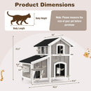 2-Story Outdoor Wooden Feral Cat House with Escape Door-Grey by LJGDeals