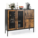 48 Inch Industrial Kitchen Buffet Sideboard with Metal Mesh Doors and Anti-toppling Device-Brown by LJGDeals
