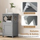Bathroom Floor Cabinet Side Storage Organizer with Open Shelf and Single Door-Gray by LJGDeals