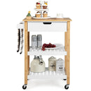 3-Tier Kitchen Island Cart Rolling Service Trolley with Bamboo Top by LJGDeals
